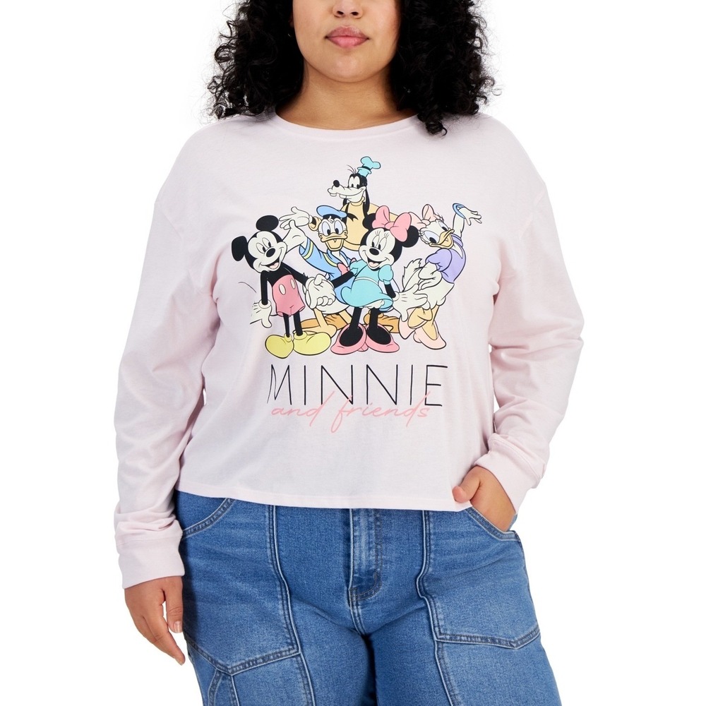 Hybrid Womens Minnie & Friends Graphic T-Shirt Pink Plus Size 3X